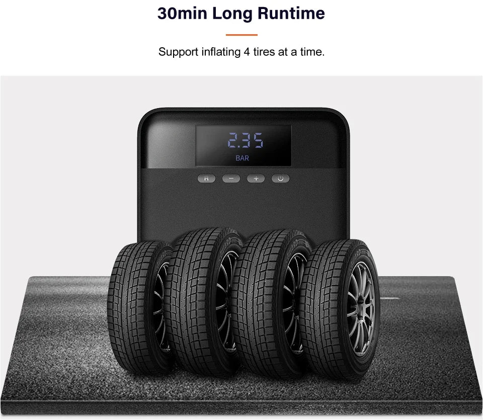 Original 70mai Portable Air Compressor Tire Inflator Air Pump for Car Tires DC 12V Tire Pump Preset tire pressure For Bike Ball