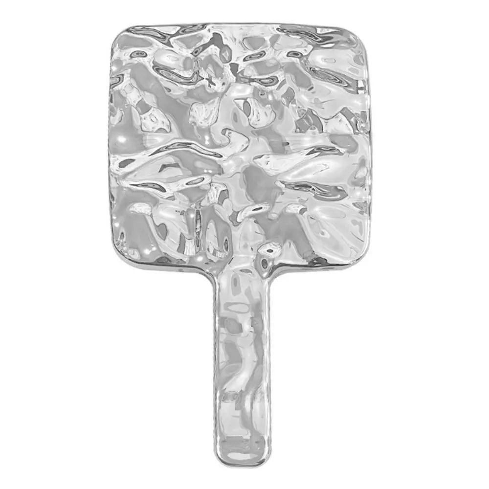 Beauty High Definition Handheld Mirror Liquid Shape Silver Makeup Mirror Fashion Travel Vanity Mirror Household