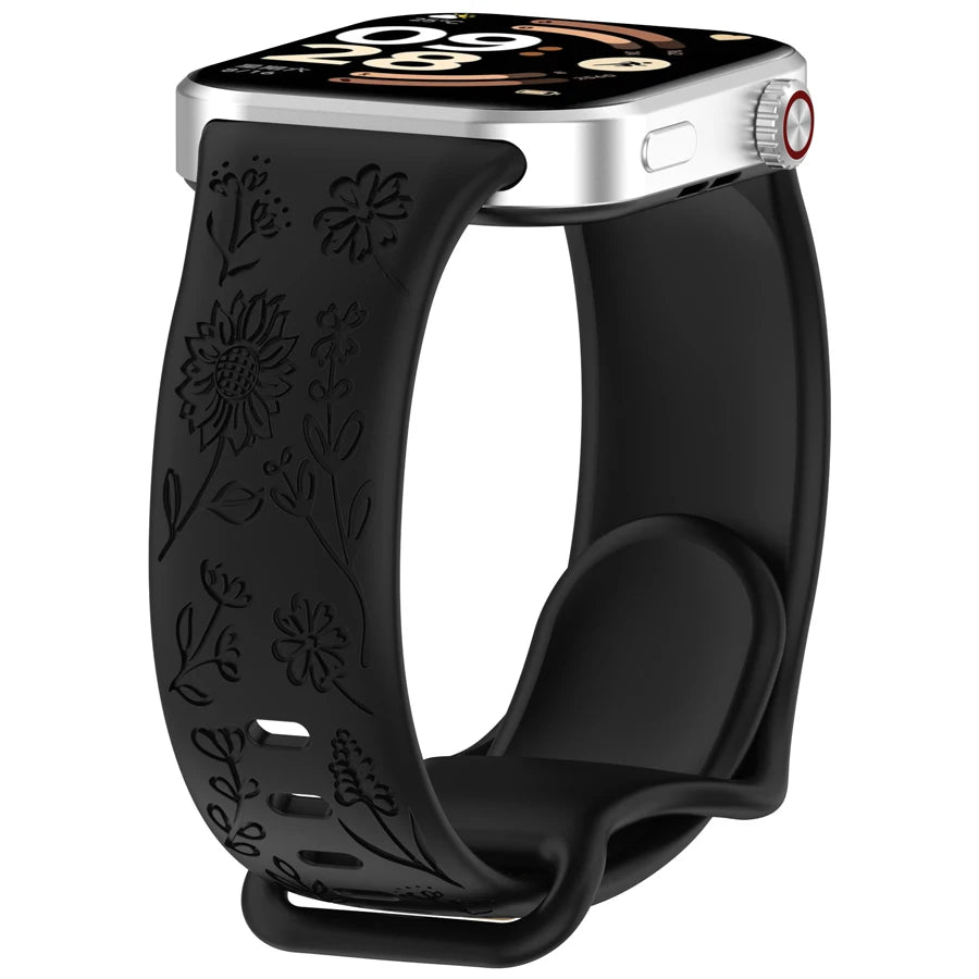 3D Carved Flowers Strap For Xiaomi Mi Smart Band 8 Pro/9 Pro/10 Pro Replacement Sport WristBand For Redmi Watch 4 5 6 Bracelet