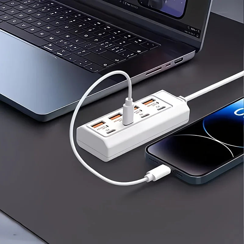 8-in-1 USB Charger Socket Multi Port Fast Charging Station USB C PD 25W Power Adapter Desktop Charging Hub for PhoneLaptopTablet