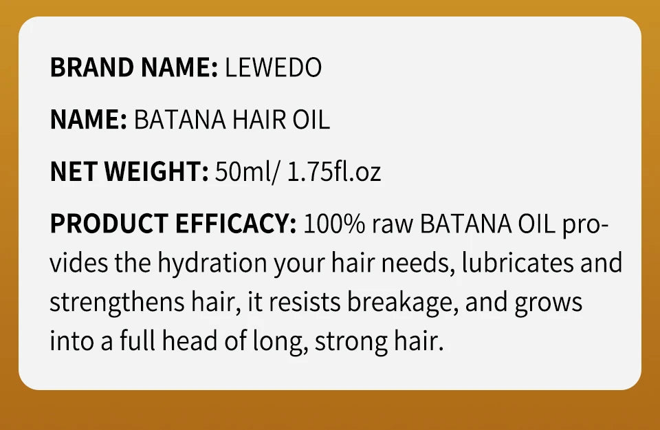 Lewedo Naturals Batana Oil Fast Hair Growth for Men Women Pure Batana Oil Nourish Shiny Hair Healthy Hair Care Anti Hair Loss
