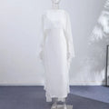 Sheer Cape Round Neck Maxi Dress For Woman Open Back Solid Plain Design Skirt Elegant Wedding Formal Evening Female Long Robes