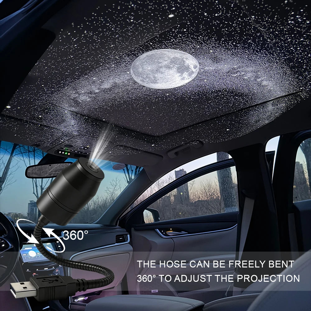 Car Interior Light Roof Star Light USB LED Starry Atmosphere Projector Decoration Night Party Decor Romantic Saturn Galaxy Light