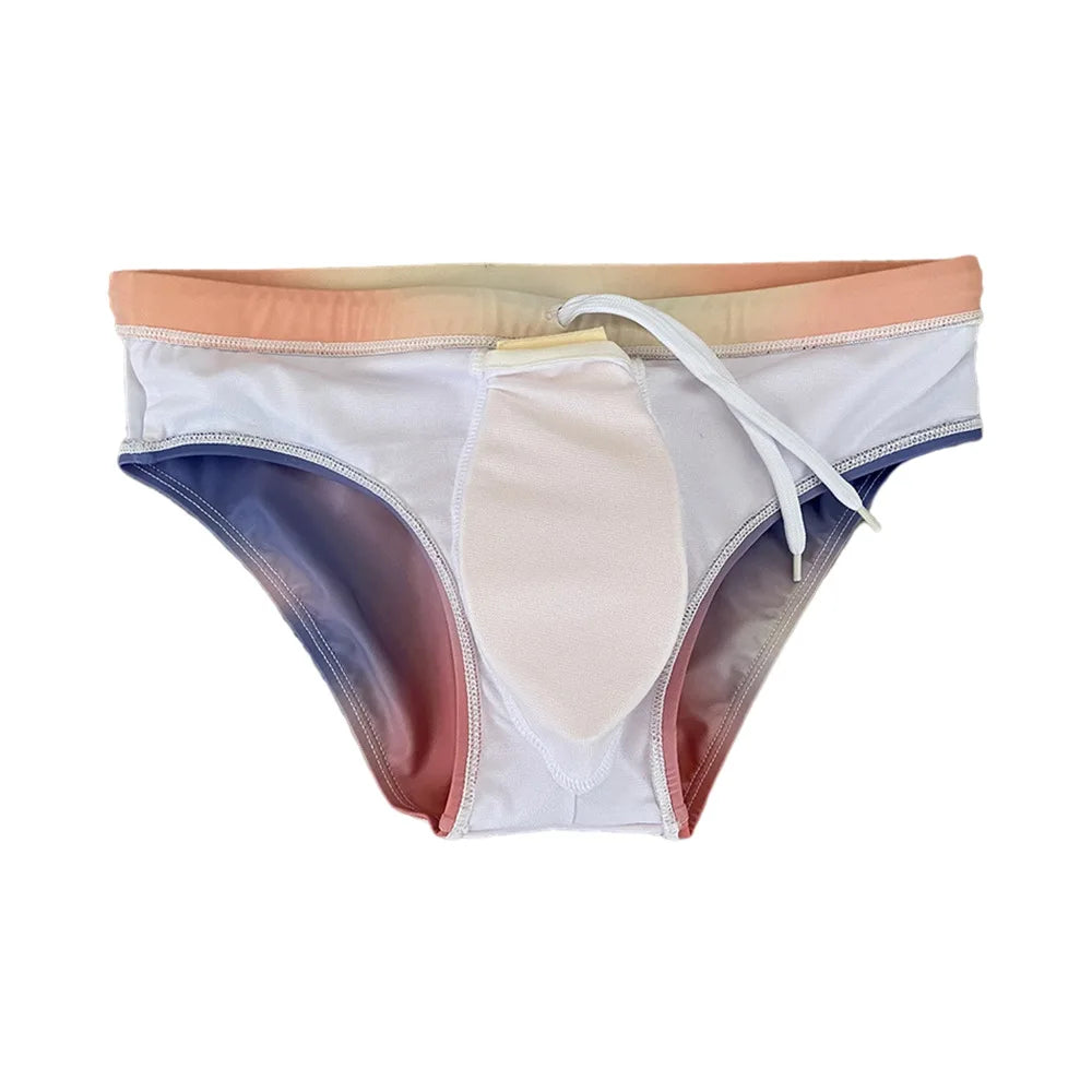 Color triangle men's swimming trunks low belt cup swimming trunks seaside hot spring professional swimsuit 10007zb