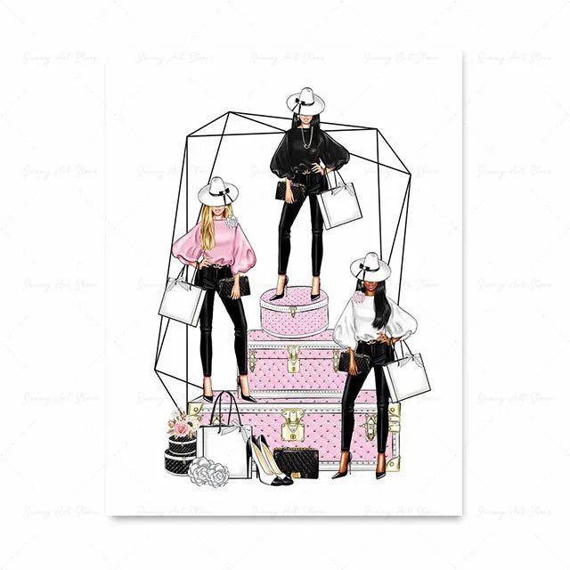 Abstract Fashion Girl DIY Diamond Painting New Lipstick Wall Art Makeup Perfume Bottle Embroidery Pink Paris Bedroom Home Decor