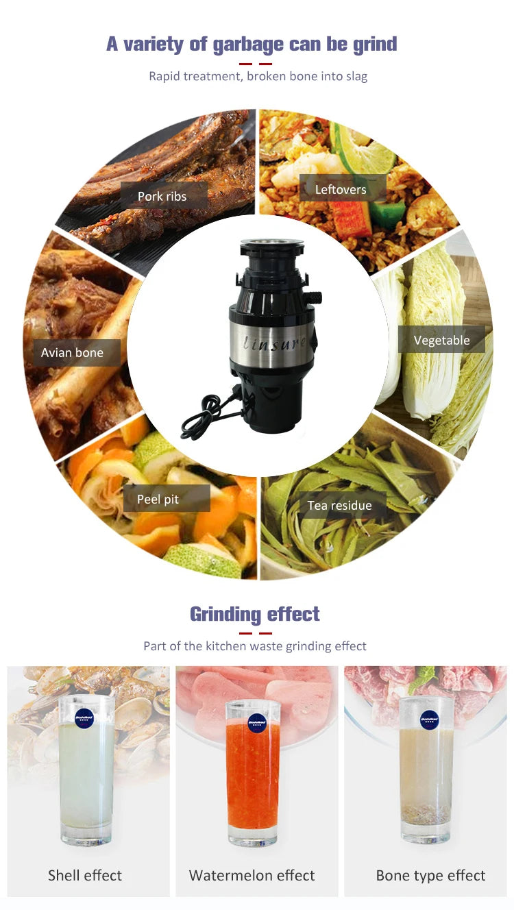 Airo Kitchen Appliances Sink Waste Disposer Ultra Silence Under Sink Garbage Disposal Powerful Sink Food Grinder Factory
