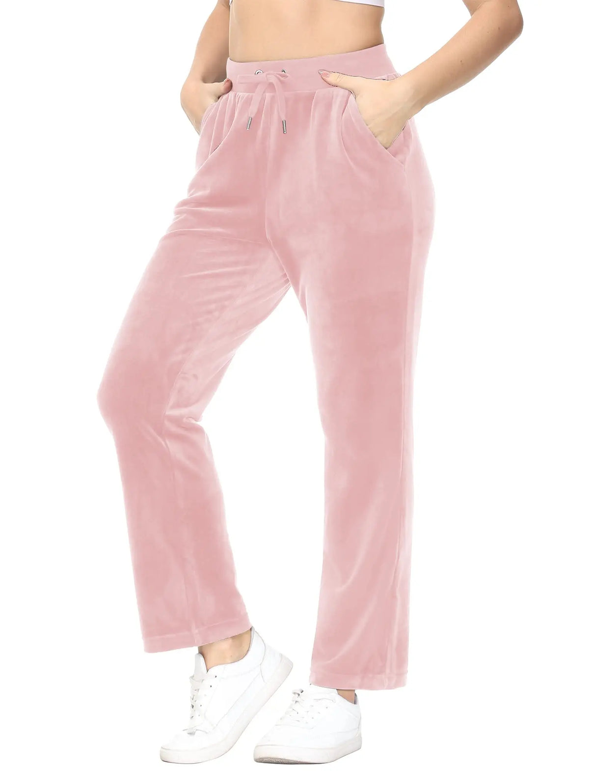 TACVASEN Winter Velvet Pants Womens Drawstring Elastic Waist Fleece Pants Workout Lounge Yoga Velour Pants Sweatpants Jogger