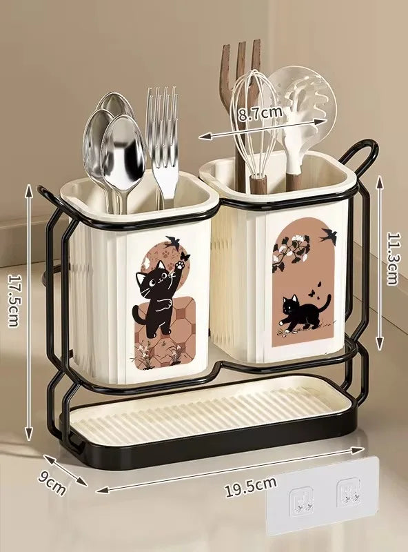 Kitchen Utensil Knife Holder.Countertop Cutlery Organizer and Drying Caddy Wall Mountable Utensil Rack for Spoons Forks Knives