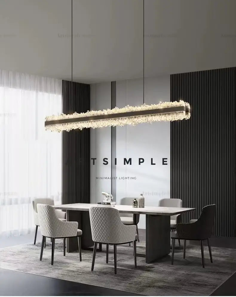 Restaurant LED Chandeliers Italian Light Luxury High-End Dining Room Main Lamp Designer Style One-Line Strip Dining Table Light