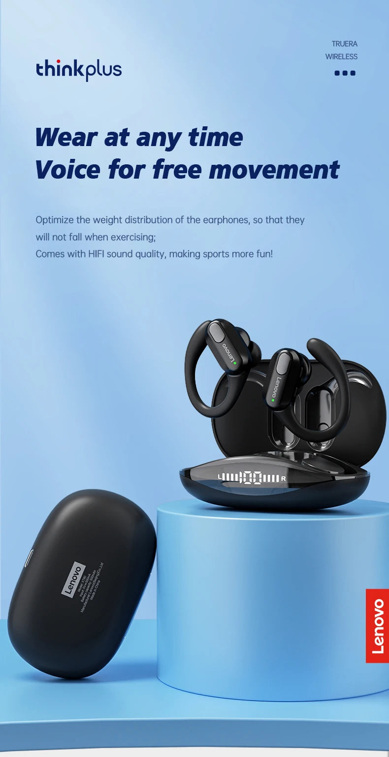Lenovo XT80 Sports Wireless Earphones with Mics,Button Control, LED Power Display,Hifi Stereo Sound APP AI Translator Headset