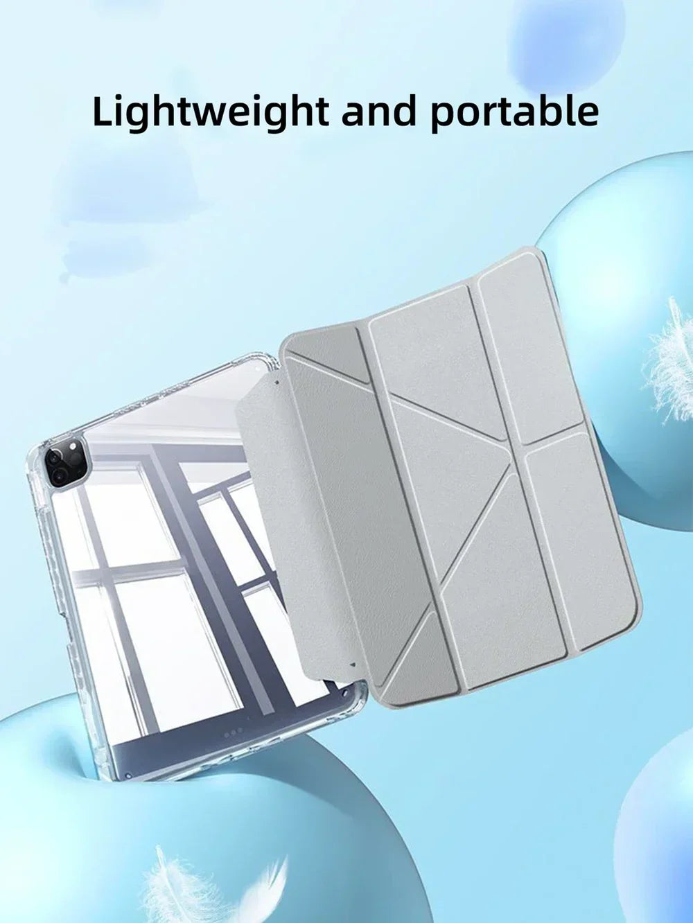 Y-Fold Case compatible with iPad 11 10 9 8 7 Air10.9 11 13 inch /Mini 6 7th Gen / Pro 11 12.9 inch Crystal Clear with Pen Holder