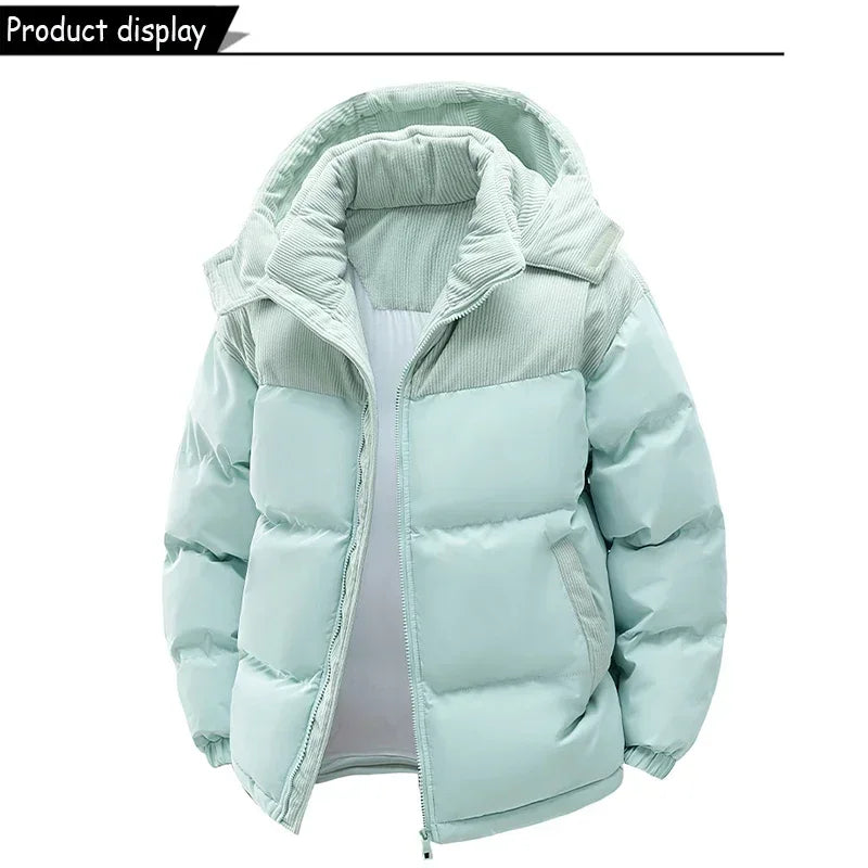 Winter Men Waterproof Windproof Casual Jacket Mens Puffer Hooded Fashion Jacket Man Outdoor Loose Thick Jacket Windbreaker Parka