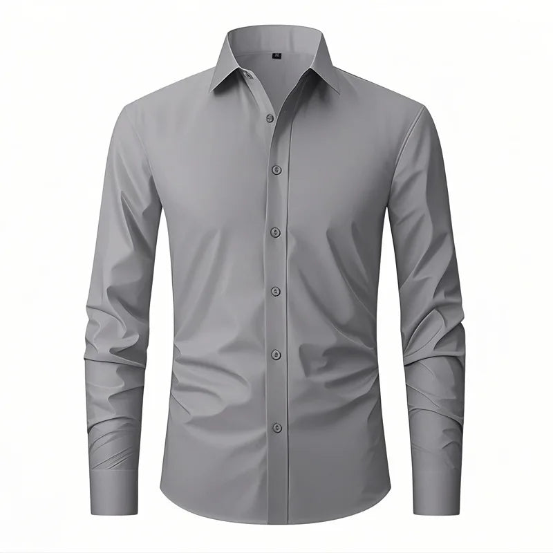 Men's Four-sided Elastic Solid Color Non-iron Shirt Anti-wrinkle Business Shirt