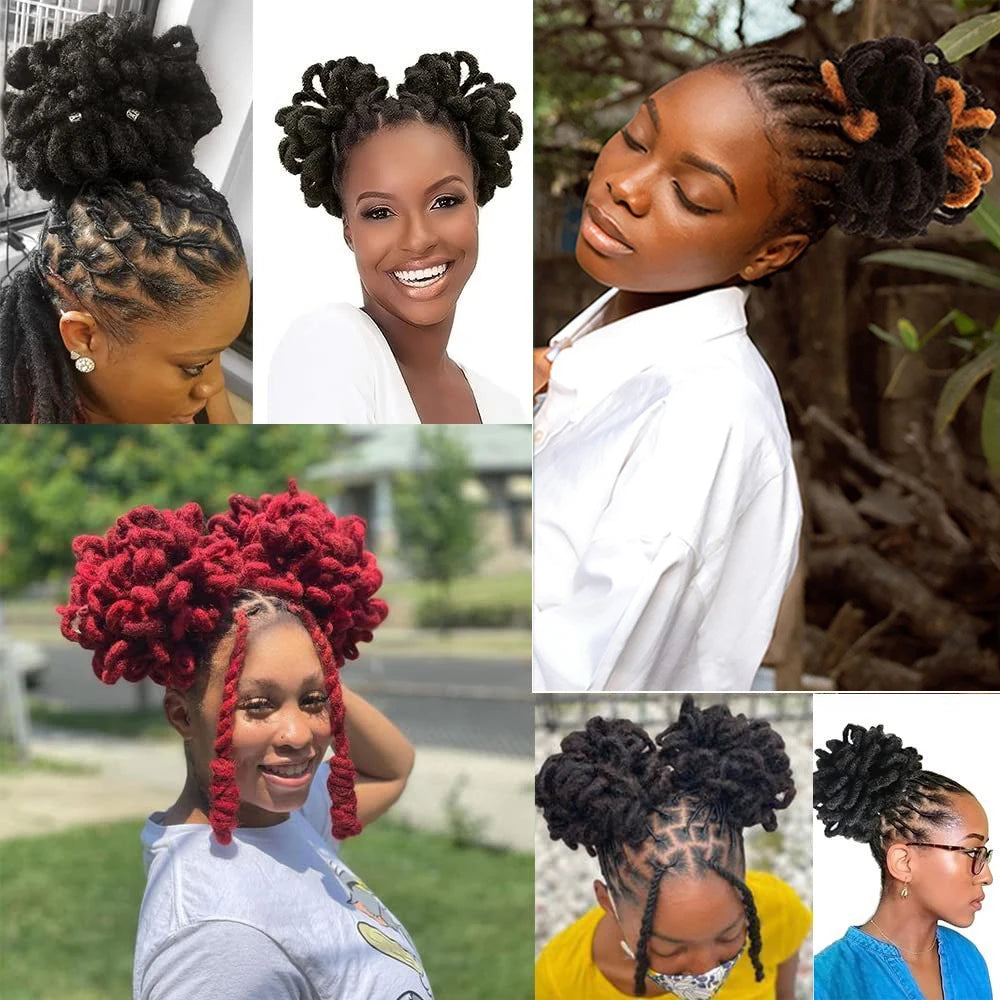 Synthetic DreadLock Afro Puff Hair Bun Drawstring Ponytail Faux Locs Clip In Chignon Hair Pieces for Women Party