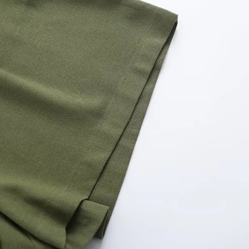 Retro Linen Office Lady Women Suits V Neck Vest Blazer Commuter Wide Leg Shorts Fashion 2024 Summer Vintage 2 Piece work clothes
