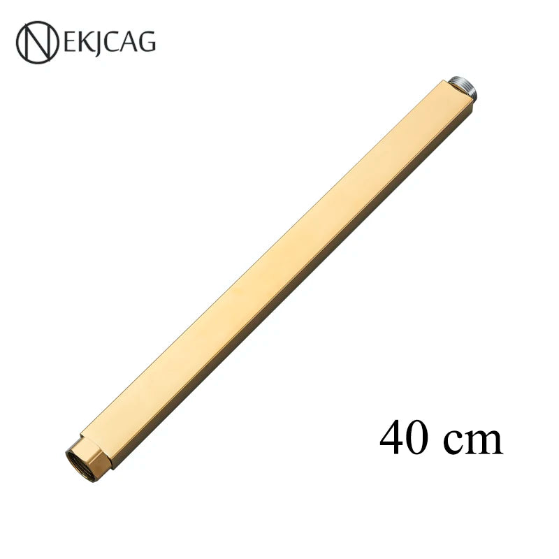 Square Extension Tube Bathroom Shower Faucet Extra Extend Tube Black Golden White Chrome 40/50CM Universal Interface Extend Pipe