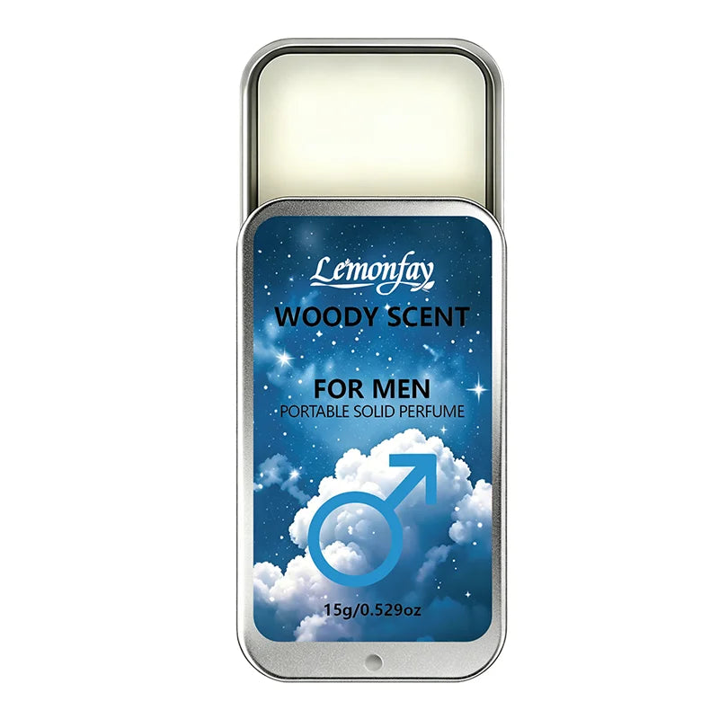 Lemonfay Woody Scent Portable Solid Perfume for Men 15g, Long Lasting Masculine Fragrance, Fresh Woody Scent for Daily Use