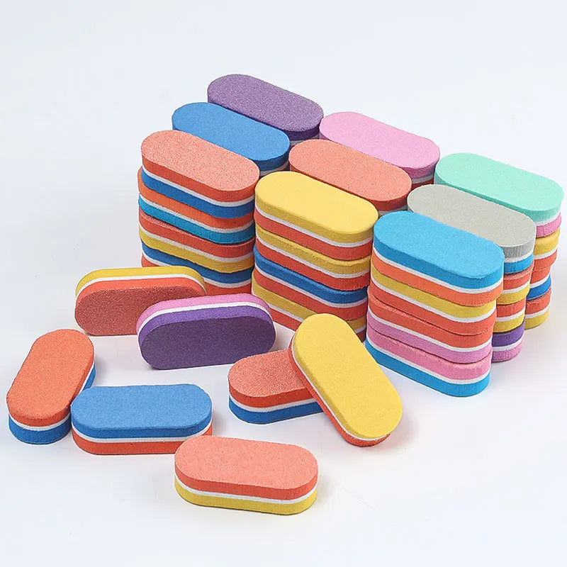 50pcs Mini Sponge Nail File Buffer Block Double Color Buffing Sanding File Pedicure Manicure Tool Gel Suplies Accessories