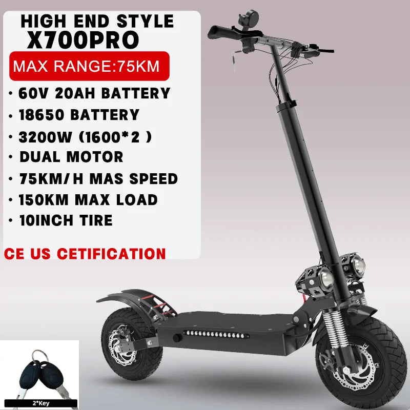 Single/Dual Motor Electric Scooter for Adults Max Speed 85km/h 500-6000W 30-100KM Range Foldable E-Scooter 10inch 11inch Tire