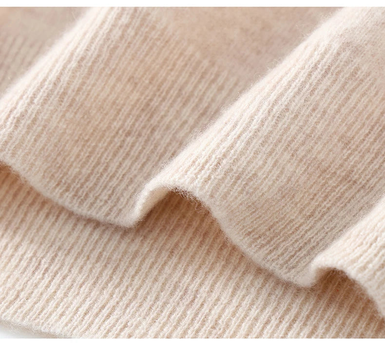 Autumn/Winter Men's 100% Pure Cashmere Pullover Business Casual Solid Knitted Sweater Loose Collar Tops Thick Warm Base Jumper