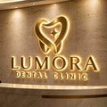 Custom LED Sign Gold Metal Logo Illuminated Letters Business Store Large Logo Signage for Office Dental Beauty Brand Name