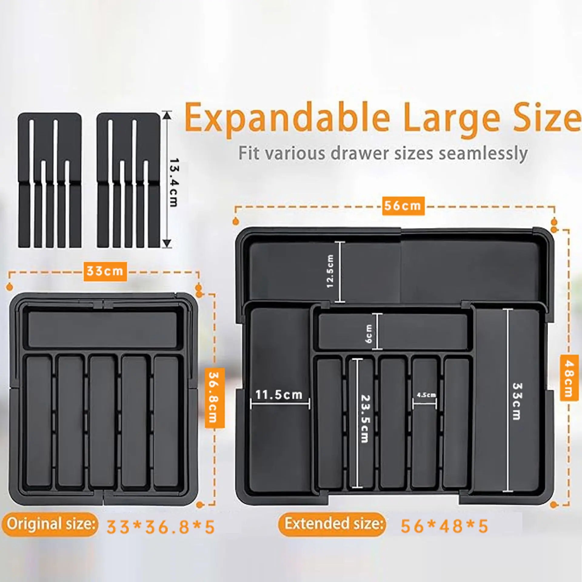 Adjustable Expandable Cutlery Drawer Organizer, Kitchen Utensil Storage Tray