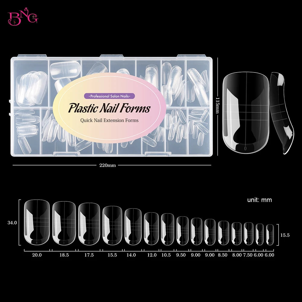 BNG Wide Size Dual Forms Nails Square Coffin Almond Nail Extension Mold False Nail Tips UV Gel Quick Building Mold Manicure Tool