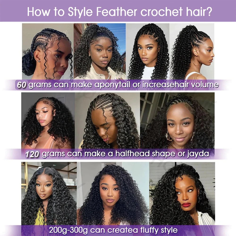 300gPre-divided Bulk Hair for Braiding Deep Wave Crochet Human Hair Knotless Miracle Knots Hair Extensions Boho Braids Invisible