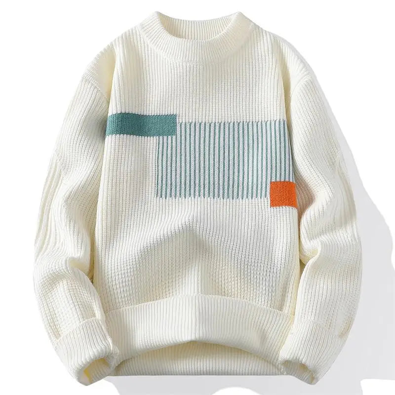 2025 Men's Sweater Fashion Pattern Autumn/Winter Knitted Sweater Fashion High Street Pullover Outdoor Loose Warm Thick