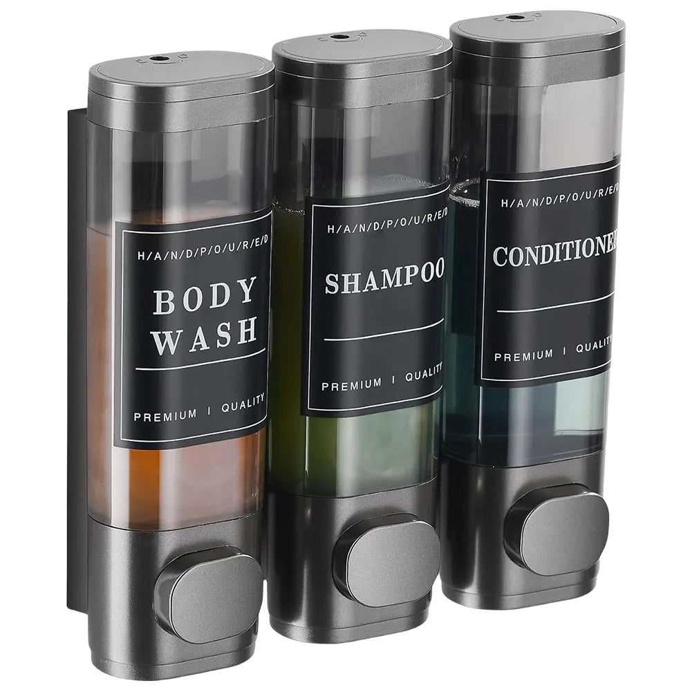 Wall Mounted Bathroom Liquid Soap Dispenser Three Head Hand Sanitizer Holder Wall Mount Soap Shampoo Gel Shower Liquid Container