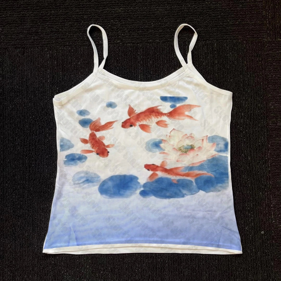 2000s Women Clothing Streetwear Cute Girls Printing Women Tank Tops Gothic Punk Vest Y2k Girls Vintage Graphic Slim Baby Tank