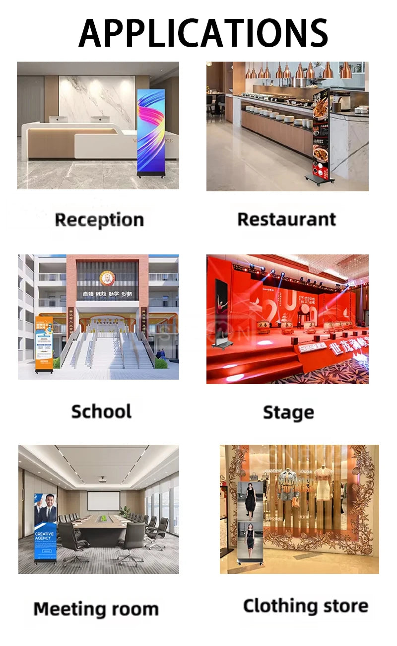Custom P1.8 P2 P2.5 LED Poster Display Movable Vertical Digital Advertising Poster Screen For Shopping Mall Retail Store
