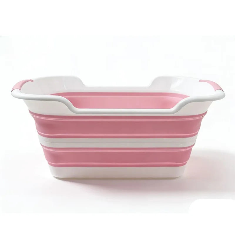 New silicone PP folding bathtub, multi-functional foldable pet/baby bathtub, with drain holes, laundry storage basket