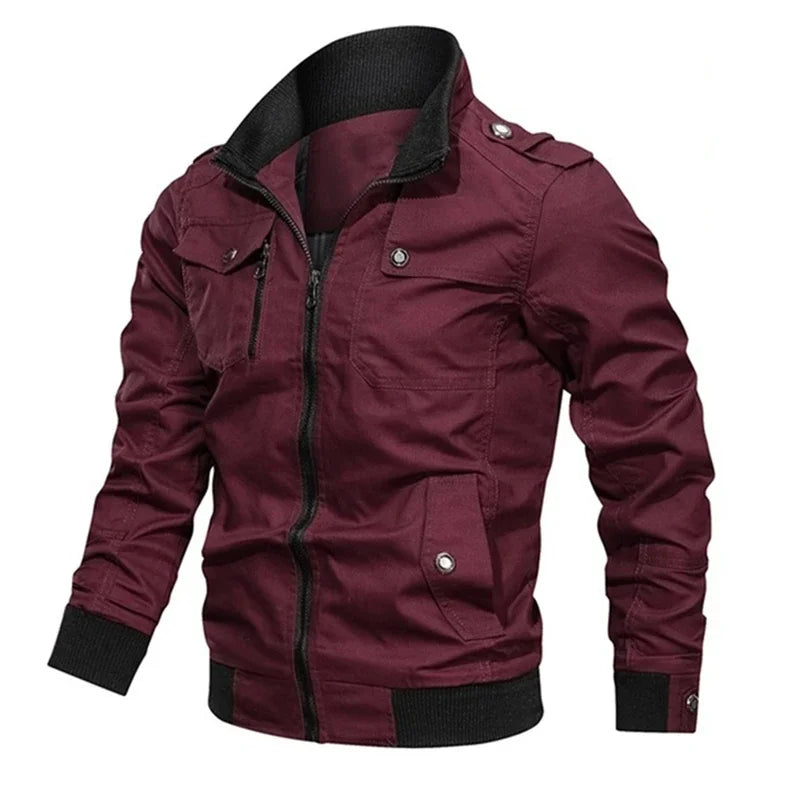 Bomber Jacket Men Fashion Casual Windbreaker Jacket Coat Men 2025 Spring Autumn New Hot Outwear Solid Stand Slim Jacket Mens
