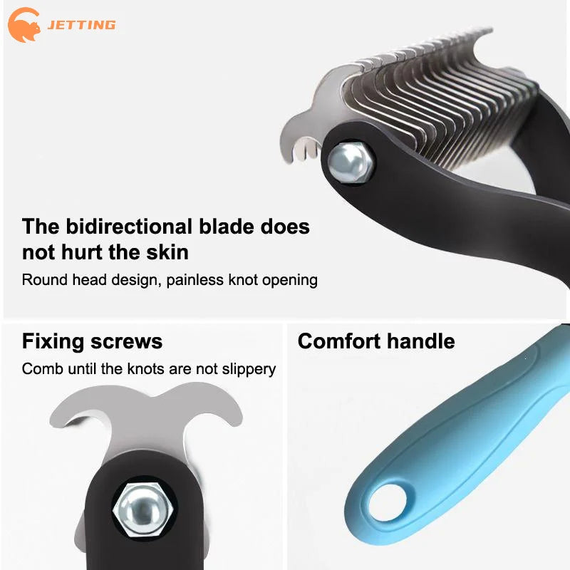 (New) 1Pcs Professional Pet Deshedding Brush 2 Sided Dematting Dog And Cat Hair Remover Grooming Shedding Supplie