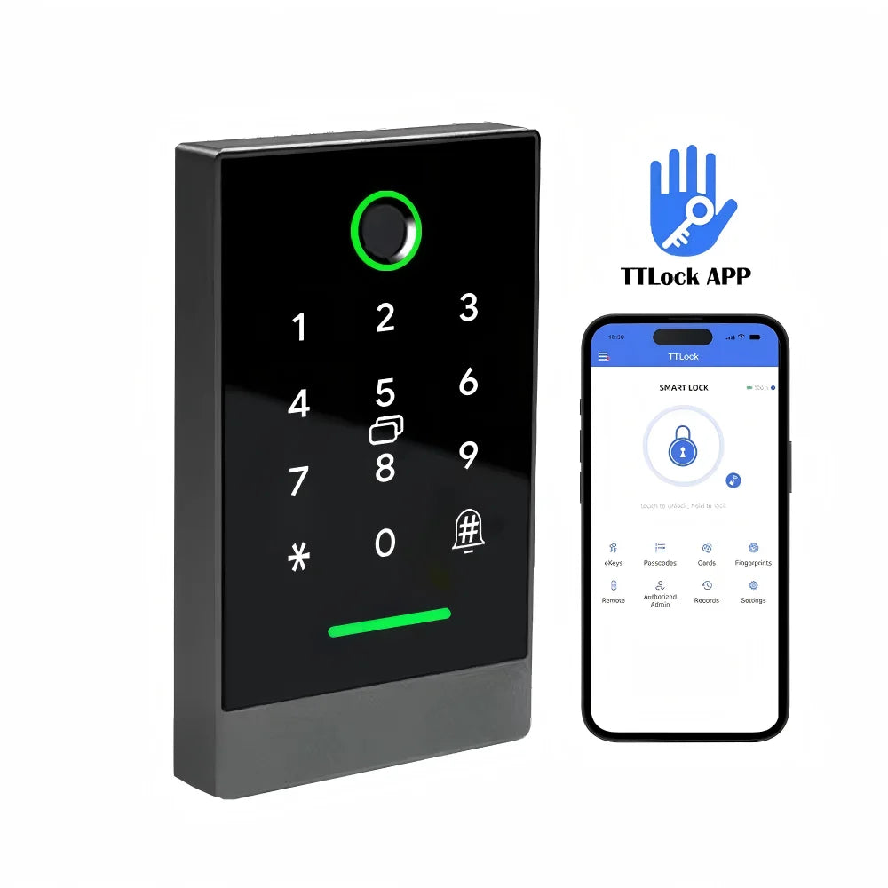 Facial Recognition Waterproof TTLock APP Fingerprint Access Control System Metal Frame Keyless Door Entry Smart RFID Card Reader