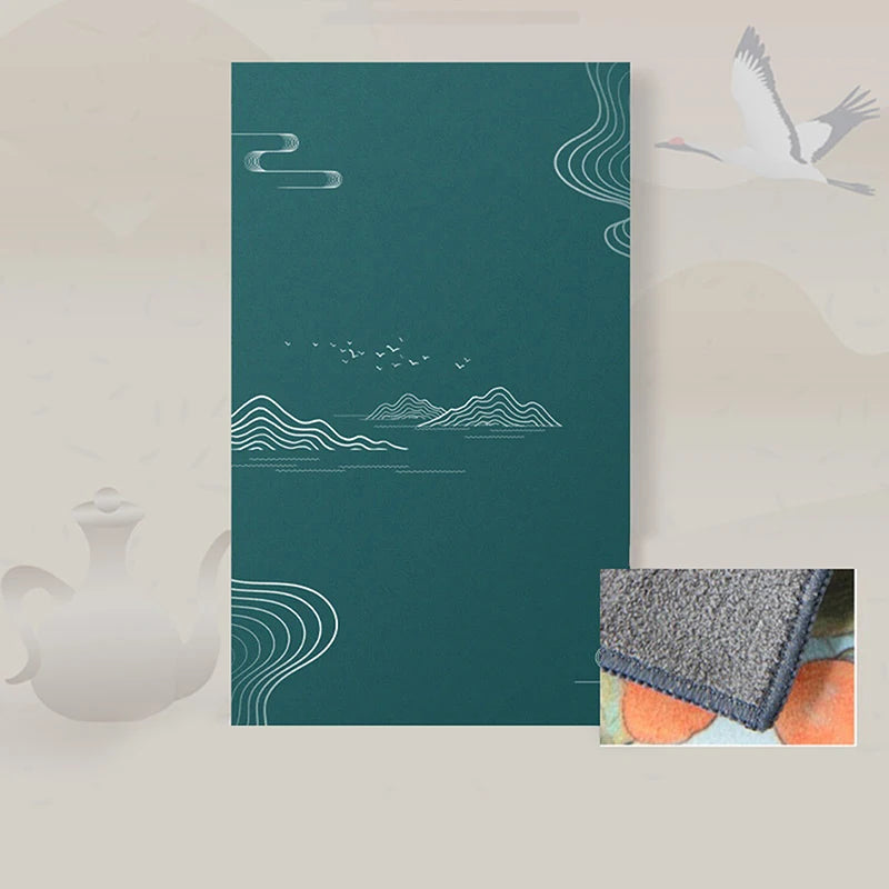 30*18cm High-end Tea Towel With Retro Style And Colorful Painting, Special Tea-drinking Cloth, Premium Tea Set