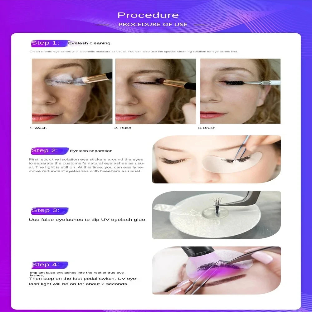 LED UV Glue Curing Light USB UV Ultraviolet Light  Beauty Eyelash manicure False Eyelashes Grafting Foot Step Switch Floor Lamp