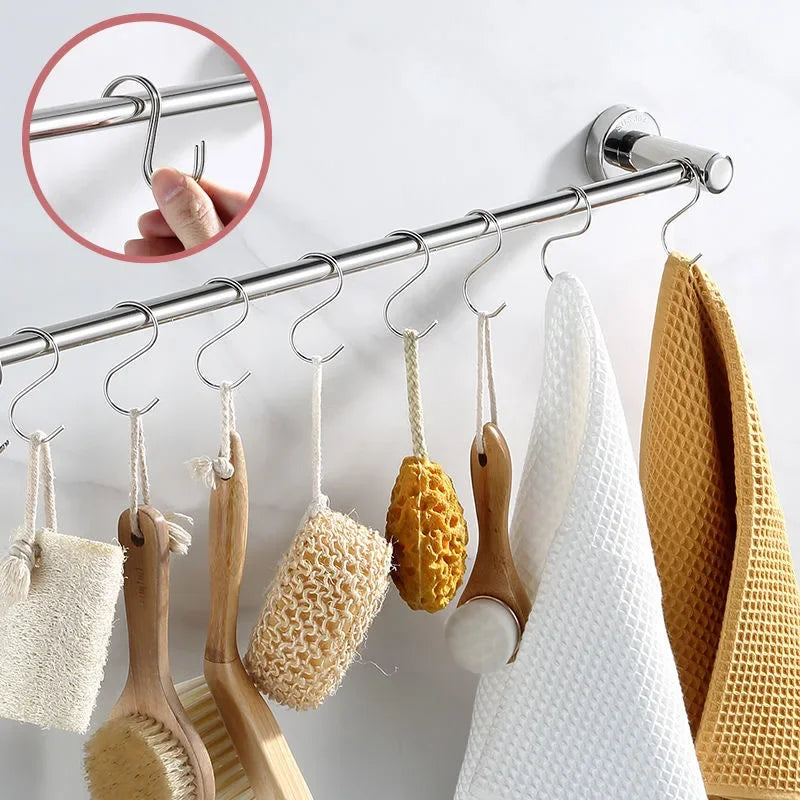 2/10Pcs S-Shape Hook Stainless Steel Clothes Bags Towels Plants Hanging Rack Multi-function Kitchen Bedroom Railing Hanger Hook