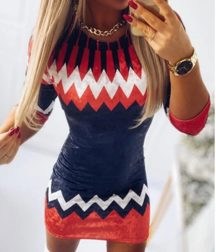 Christmas Women's Dresses 2024 Autumn Long Sleeve Fashion Snowflake Elk Print Casual O-Neck Daily Skinny Mini Dress