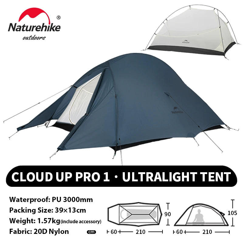 Naturehike Cloud Up 1 Upgraded Tent Ultralight Camping Tent Waterproof Outdoor Hiking Travel Tent Backpacking Cycling Tent