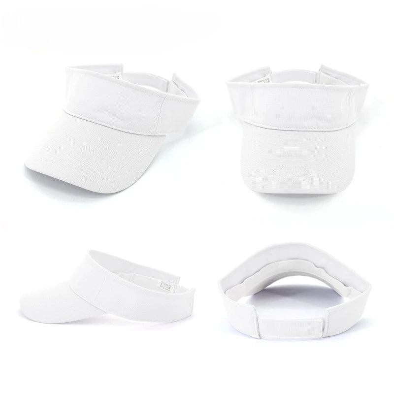 Solid Color Blank Sports Sun Hat Lightweight Breathable Adjustable Empty Top Visor for Golf Running Cycling Beach Summer Outdoo