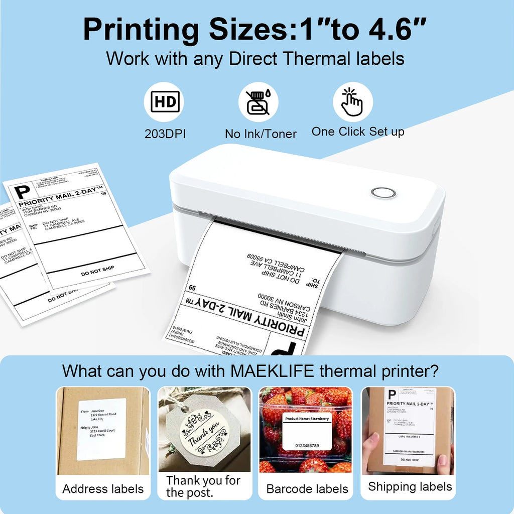 Marklife Thermal Label Printer X4 Small Shipping Label Printer For 4x6 Packages Printing Bluetooth & Automatic Label Recognition