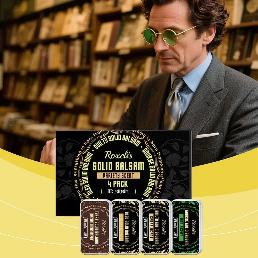 Men Solid Cologne Fragrance Set 4 In A Box - Portable Deodorant Balm Gel, Long-lasting Woman Floral Scent for Daily Use