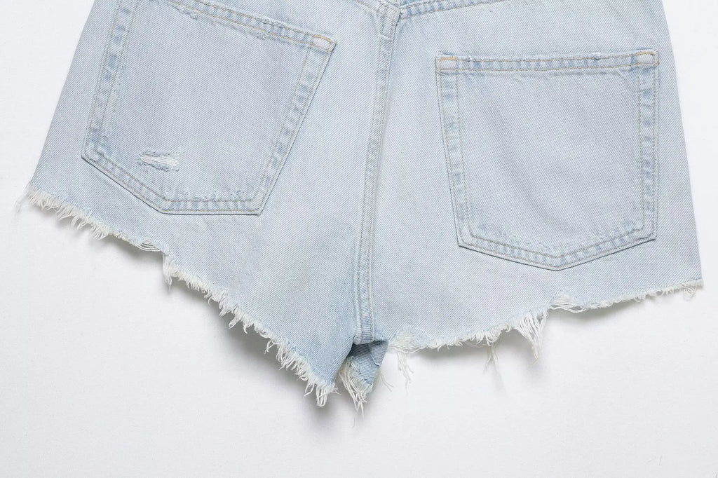 HH Women's High Waisted Denim Shorts Summer Ripped Jean Shorts Frayed Hem A-Line Casual Beach Party Hot Pants Streetwear