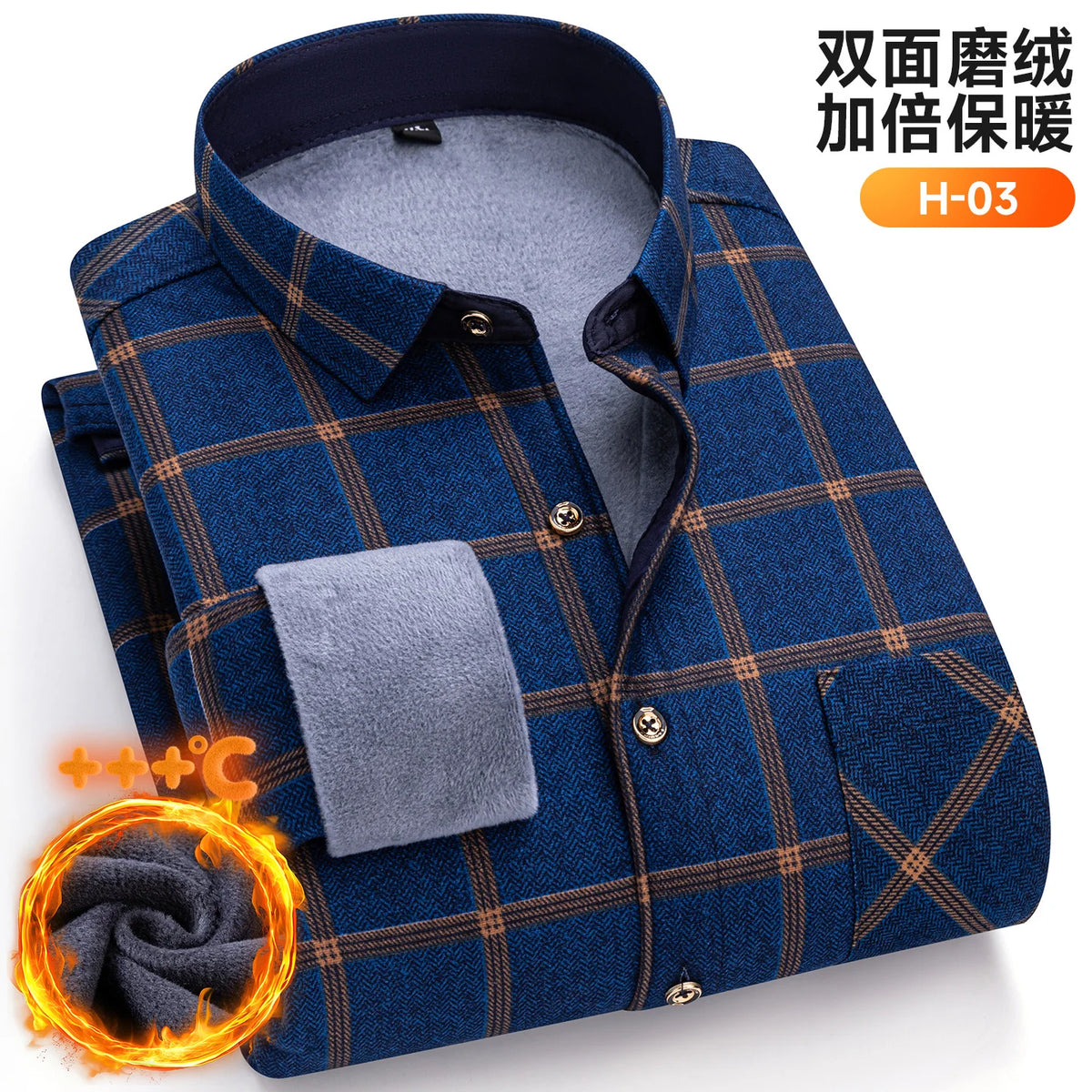 Autumn Winter New Fleece Plaid Shirt For Men Business Thickened Warm Double-sided Fleece Casual Non-ironing Fashion Check Shirts