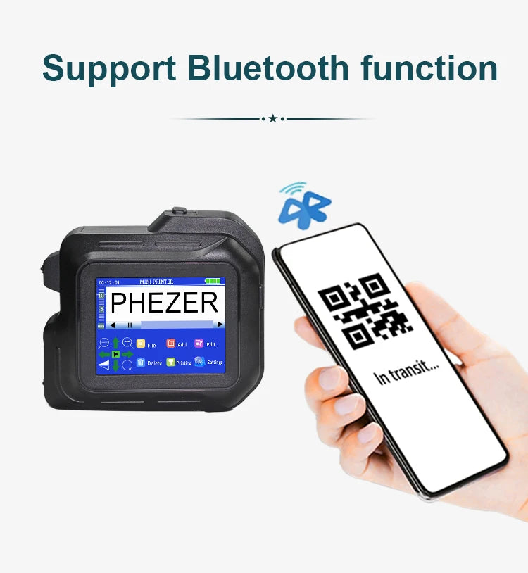 For Hp Phezer 2026 PC98 Mini Printer 28 Languages Portable Printer Handheld Inkjet Printer QR Bar Code Date Logo Expiry Date
