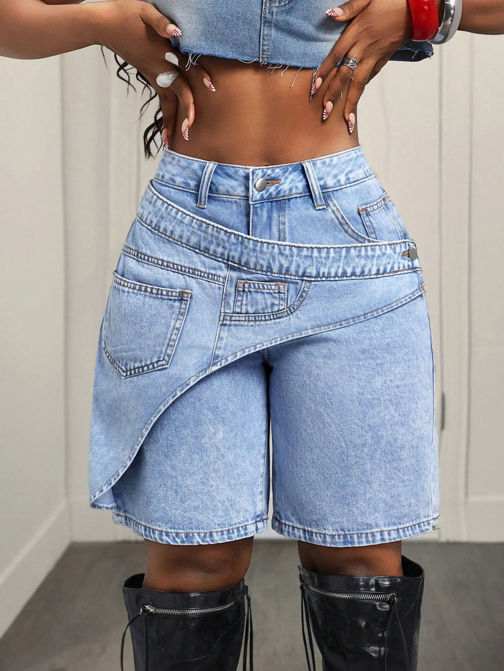 Women Denim Pant Jeans Vintage Wide Leg Knee Length Pants High Waist Straight Trousers Y2k Streetwear Elegant Casual Loose