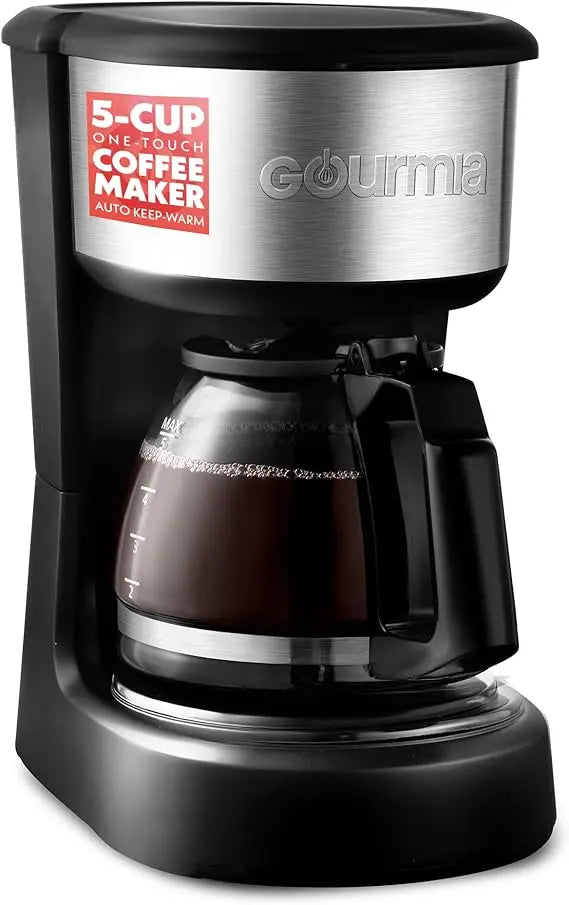 Gourmia Coffee Maker – 5 Cup, One-Touch Brew, Pause & Serve, Automatic Keep Warm, Stainless Steel Accents, Black - Beauty