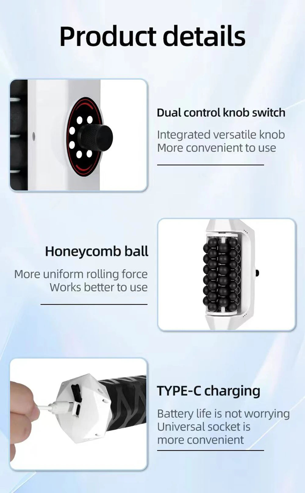 70W Electric Roller for Muscle Body Relaxing High Frequency Rolling Massage Rechargeable Body Shapping Slimming Machine